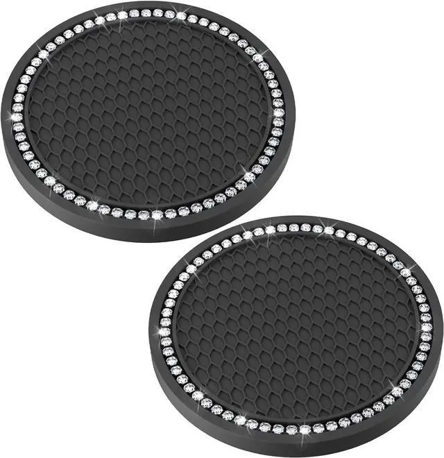 Main image of BFXM 2 PCS Bling Cup Holder Coasters for Car 2.75 inch (White Diamond) | Car Accessories for Women Diamond Universal Non-Slip Silicone Cup Holder Coasters, Sparkly Bling