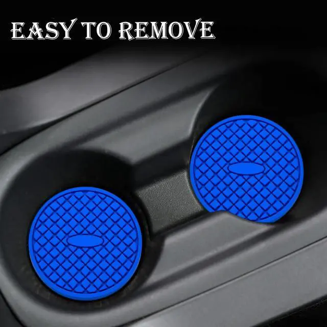 Alt view image 6 of 7 - 2-Pack Silicone Cup Holder Coaster Inserts - Universal Non-Slip Car Cup Holder Liners for Men and Women - Interior Accessories Set (Deep Blue)
