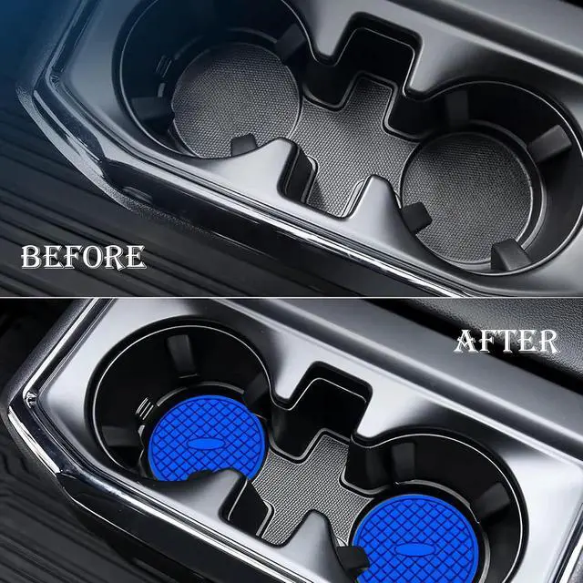 Alt view image 7 of 7 - 2-Pack Silicone Cup Holder Coaster Inserts - Universal Non-Slip Car Cup Holder Liners for Men and Women - Interior Accessories Set (Deep Blue)