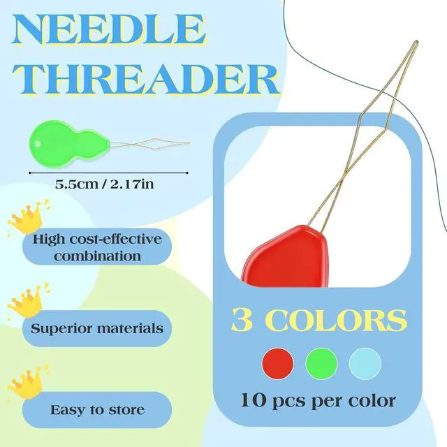 Alt view image 2 of 7 - FTEVEN Needle Threaders, 30Pcs Needle Threaders for Hand Sewing | Gourd Shaped Embroidery Needle Threader for Hand Sewing and Sewing Machine with Clear Storage Box