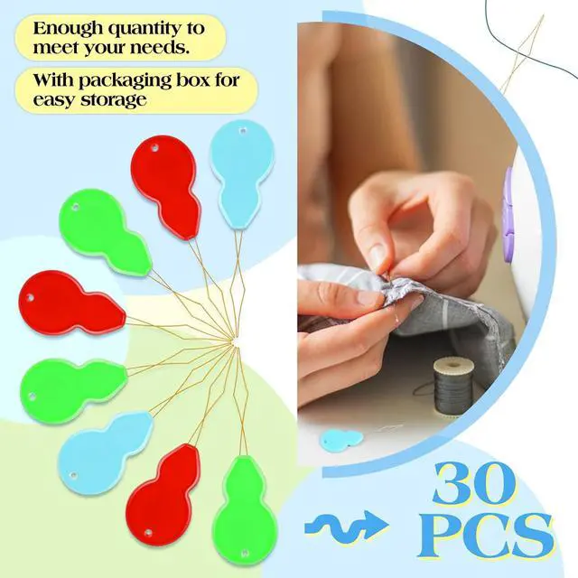 Alt view image 4 of 7 - FTEVEN Needle Threaders, 30Pcs Needle Threaders for Hand Sewing | Gourd Shaped Embroidery Needle Threader for Hand Sewing and Sewing Machine with Clear Storage Box