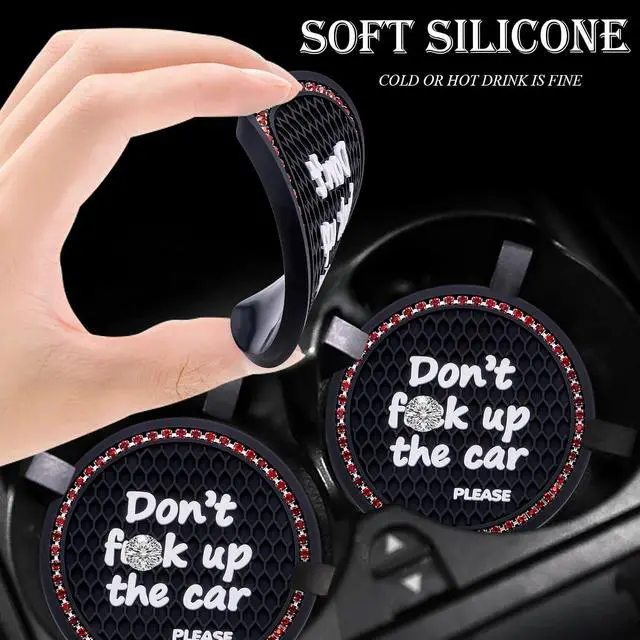 Alt view image 4 of 7 - 2PCS Bling Crystal Rhinestone Cup Holder Coaster 2.75 Inch Anti-Slip Auto Insert Cup Coaster Sparkling Interior Decor Accessories for Cars & Vehicles(Black & Red)