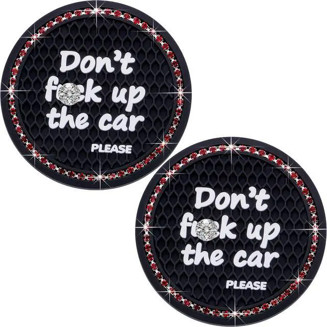 Main image of 2PCS Bling Crystal Rhinestone Cup Holder Coaster 2.75 Inch Anti-Slip Auto Insert Cup Coaster Sparkling Interior Decor Accessories for Cars & Vehicles(Black & Red)