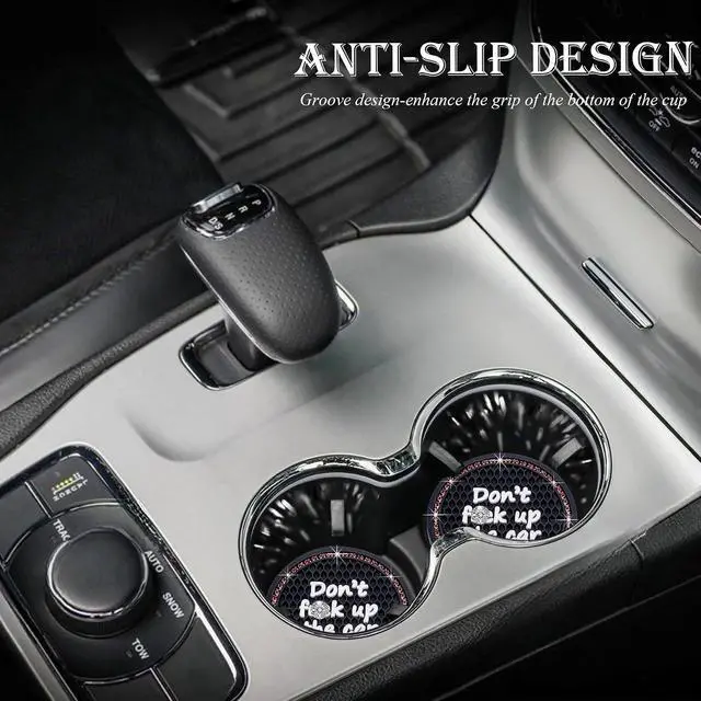 Alt view image 3 of 7 - 2PCS Bling Crystal Rhinestone Cup Holder Coaster 2.75 Inch Anti-Slip Auto Insert Cup Coaster Sparkling Interior Decor Accessories for Cars & Vehicles(Black & Red)