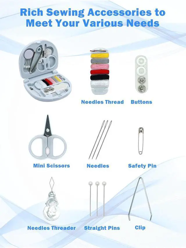 Alt view image 3 of 7 - Mini Travel Sewing Kit,Small Size Emergency Sewing Kit with Buttons,Threads,Scissors,Needles Portable DIY Supplies Sewing Repair Kits with Plastic Box for Beginner(Blue)