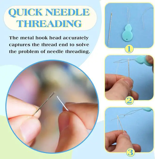 Alt view image 6 of 7 - FTEVEN Needle Threaders, 30Pcs Needle Threaders for Hand Sewing | Gourd Shaped Embroidery Needle Threader for Hand Sewing and Sewing Machine with Clear Storage Box