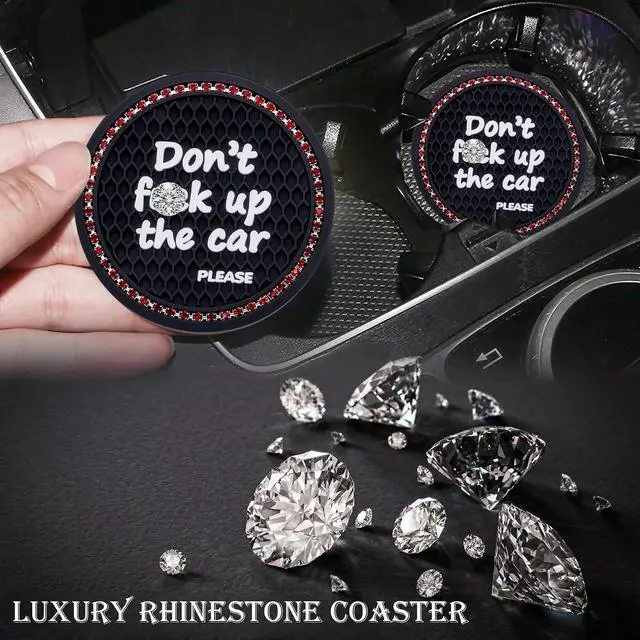 Alt view image 6 of 7 - 2PCS Bling Crystal Rhinestone Cup Holder Coaster 2.75 Inch Anti-Slip Auto Insert Cup Coaster Sparkling Interior Decor Accessories for Cars & Vehicles(Black & Red)