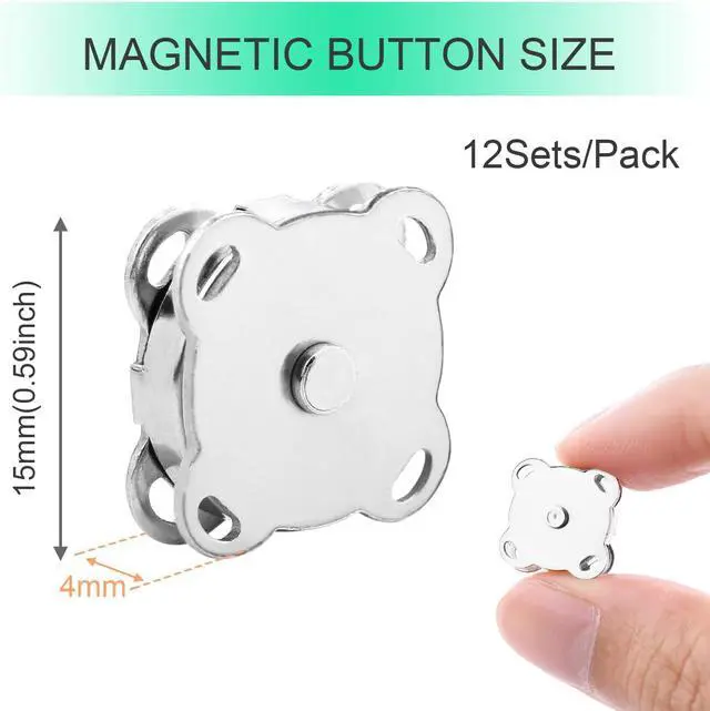 Alt view image 2 of 7 - Magnetic Snaps Buttons Plum Magnetic Snap Closures for Purses Bags Clothes Handbags Scrapbooking,Magnetic Purse Closure Fasteners,Sewing on Magnetic Snaps for DIY Craft (15mm) (Silver)