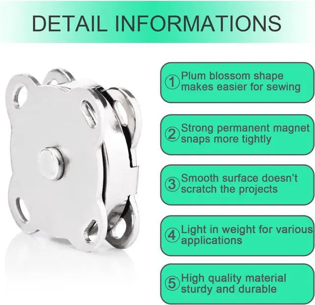 Alt view image 4 of 7 - Magnetic Snaps Buttons Plum Magnetic Snap Closures for Purses Bags Clothes Handbags Scrapbooking,Magnetic Purse Closure Fasteners,Sewing on Magnetic Snaps for DIY Craft (15mm) (Silver)