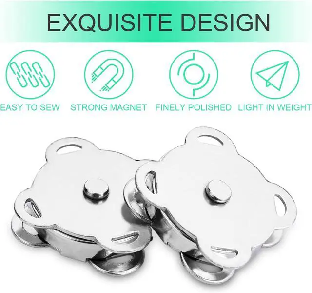 Alt view image 5 of 7 - Magnetic Snaps Buttons Plum Magnetic Snap Closures for Purses Bags Clothes Handbags Scrapbooking,Magnetic Purse Closure Fasteners,Sewing on Magnetic Snaps for DIY Craft (15mm) (Silver)