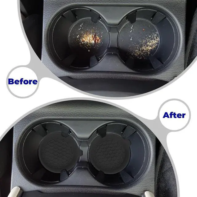 Alt view image 4 of 7 - BFXM 2 PCS Car Cup Coasters, Cup Holder Coaster for Car Accessories Black | Universal CupHolders Insert for Women Non-Slip Silicone Car Cup Holder Coasters