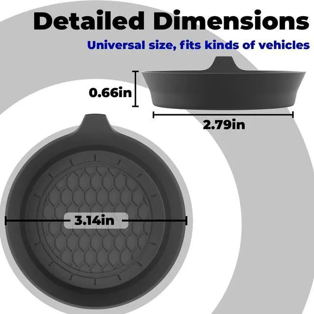 Alt view image 3 of 7 - BFXM 2 PCS Car Cup Coasters, Cup Holder Coaster for Car Accessories Black | Universal CupHolders Insert for Women Non-Slip Silicone Car Cup Holder Coasters