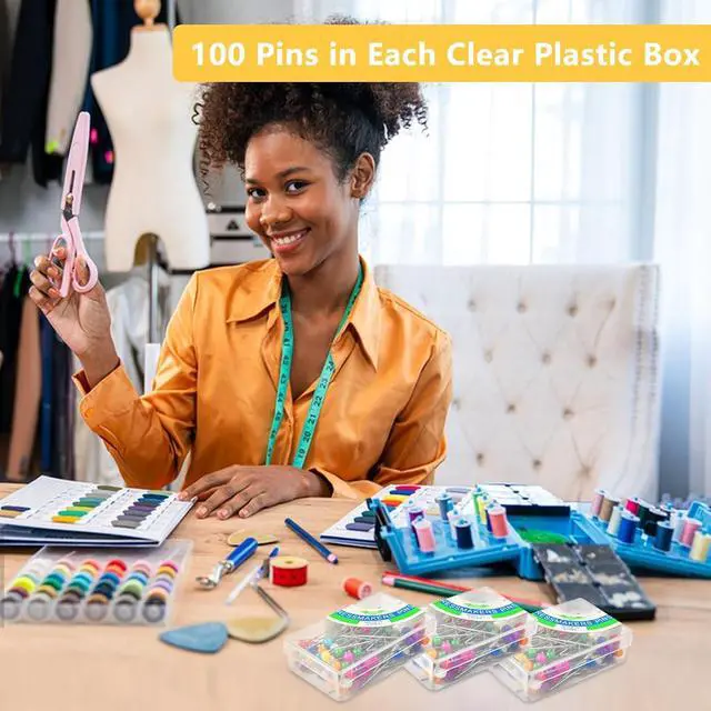 Alt view image 4 of 6 - DTDNZKN 300PCS Sewing Pins with Glass Ball Heads | Straight Pins for Fabric, Multicolor Corsage Stick Pins for Dressmaker