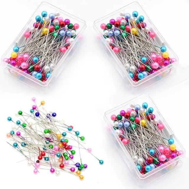 Alt view image 6 of 6 - DTDNZKN 300PCS Sewing Pins with Glass Ball Heads | Straight Pins for Fabric, Multicolor Corsage Stick Pins for Dressmaker