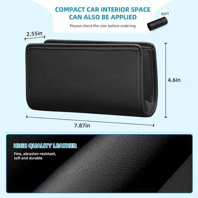 Alt view image 2 of 7 - Car Trash Can, Leather Car Trash Bin Door Organizer with a Roll of Garbage Bag, Foldable Hanging Mini Cars Storage Must Have Essentials Interior Accessories(Black)