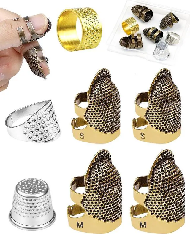 Main image of FIVEIZERO Thimble Kit 7 PCS Sewing Thimbles for Hand Sewing, Metal Finger Protectors, Thimble Ring for Quilting and Embroidery