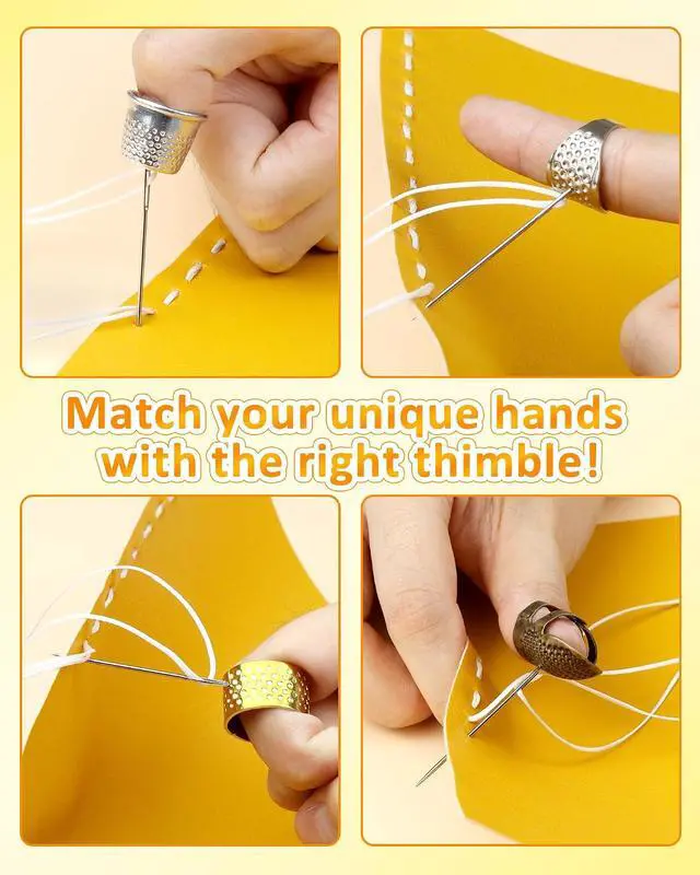 Alt view image 5 of 5 - FIVEIZERO Thimble Kit 7 PCS Sewing Thimbles for Hand Sewing, Metal Finger Protectors, Thimble Ring for Quilting and Embroidery