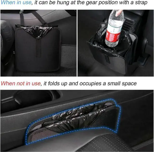 Alt view image 4 of 7 - Fekey&JF Foldable Waterproof Car Trash Can, Small | leakproof liner, hanging storage-bag design, fits most cars, SUVs, and trucks, car interior accessories