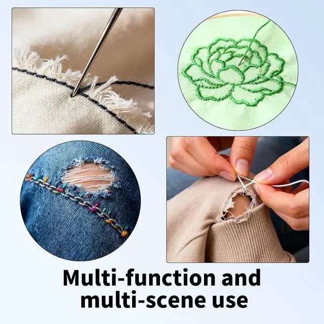 Alt view image 6 of 7 - Sinbana 37pcs Big Eye Steel Needle Set, Portable Hand Sewing Needles with Small Scissors 5 Thread 2 Needle Threader 2 Thimble & Thread Ripper Tools for Beginners & Craft Lovers
