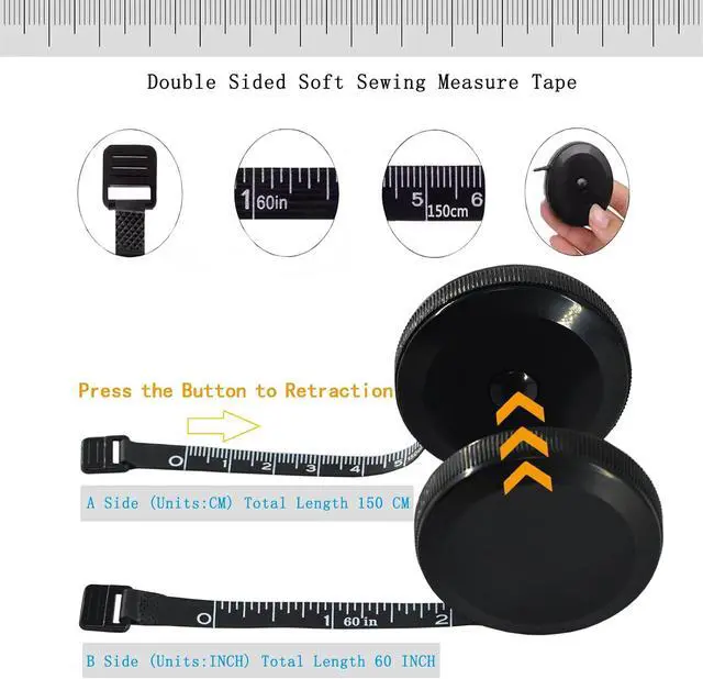 Alt view image 3 of 6 - 60 Inch Tape Measure Soft Measuring Tape for Body Fabric Sewing Tailor | Cloth Knitting Measurements Retractable,Soft Fashion Double Scales Rulers for Sewing,Craft Measurement(2Pack Rose Red&Black)