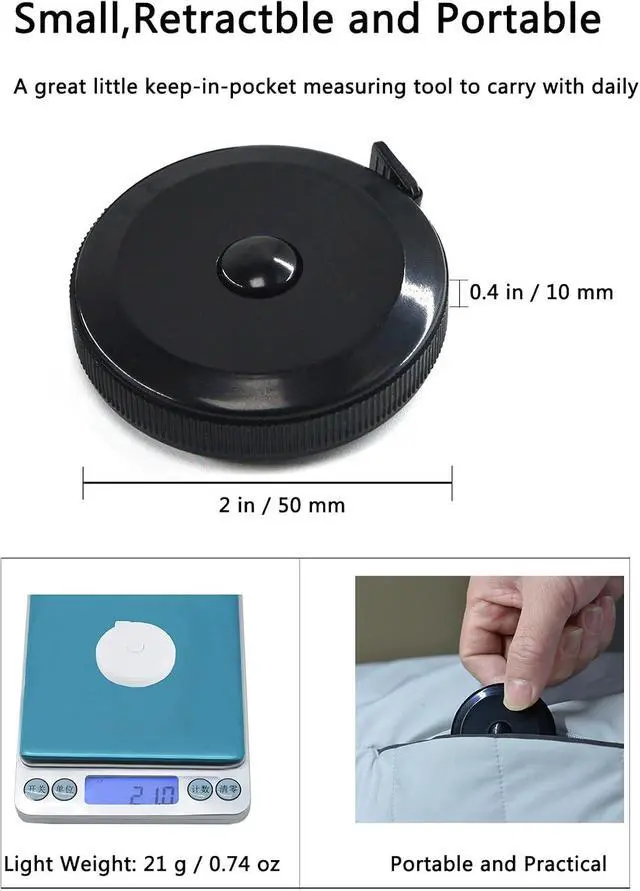 Alt view image 6 of 6 - 60 Inch Tape Measure Soft Measuring Tape for Body Fabric Sewing Tailor | Cloth Knitting Measurements Retractable,Soft Fashion Double Scales Rulers for Sewing,Craft Measurement(2Pack Rose Red&Black)