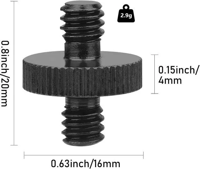 Alt view image 2 of 6 - 1/4" Male to 1/4" Male Threaded Tripod Screw Adapter Double Head Stud Standard Mounting Thread Converter for Camera Cage Mount Light Stand Monopo Shoulder Rig Tripod Black-2 Packs