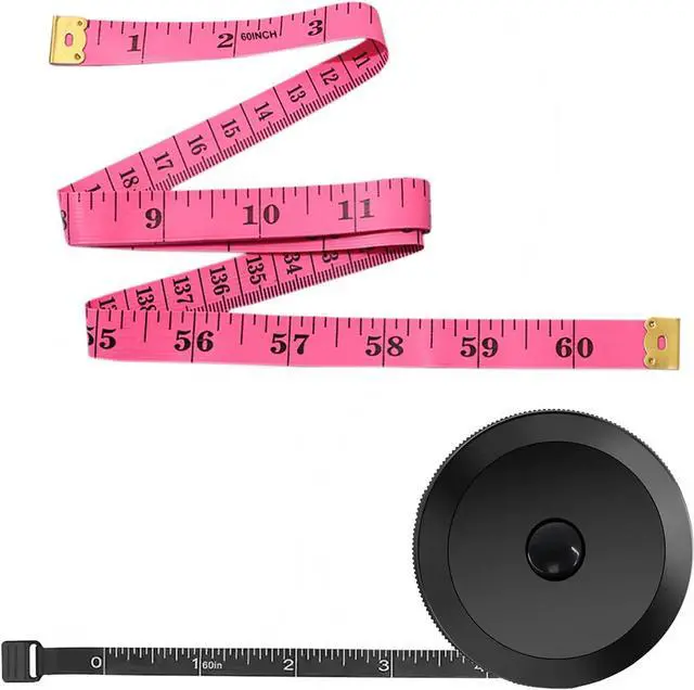 Main image of 60 Inch Tape Measure Soft Measuring Tape for Body Fabric Sewing Tailor | Cloth Knitting Measurements Retractable,Soft Fashion Double Scales Rulers for Sewing,Craft Measurement(2Pack Rose Red&Black)