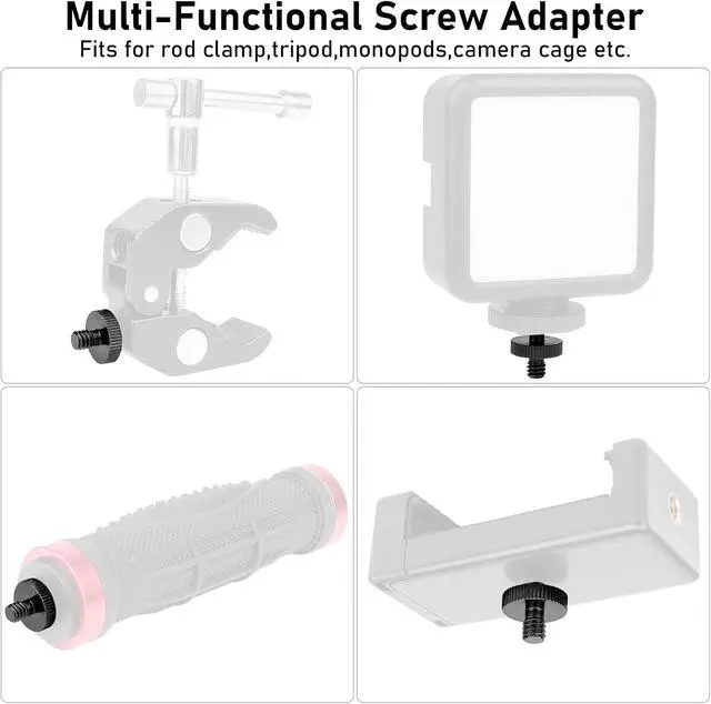 Alt view image 4 of 6 - 1/4" Male to 1/4" Male Threaded Tripod Screw Adapter Double Head Stud Standard Mounting Thread Converter for Camera Cage Mount Light Stand Monopo Shoulder Rig Tripod Black-2 Packs