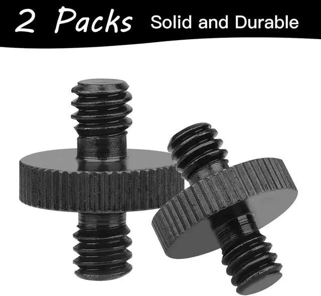Alt view image 6 of 6 - 1/4" Male to 1/4" Male Threaded Tripod Screw Adapter Double Head Stud Standard Mounting Thread Converter for Camera Cage Mount Light Stand Monopo Shoulder Rig Tripod Black-2 Packs