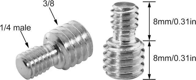 Alt view image 3 of 5 - 3PCS 3/8 inch Male to 1/4 inch Male Threaded Tripod Screw Adapter, 1/4 inch Male to 3/8 inch Male Double Sides Standard Mounting Thread Converter for Camera Mount