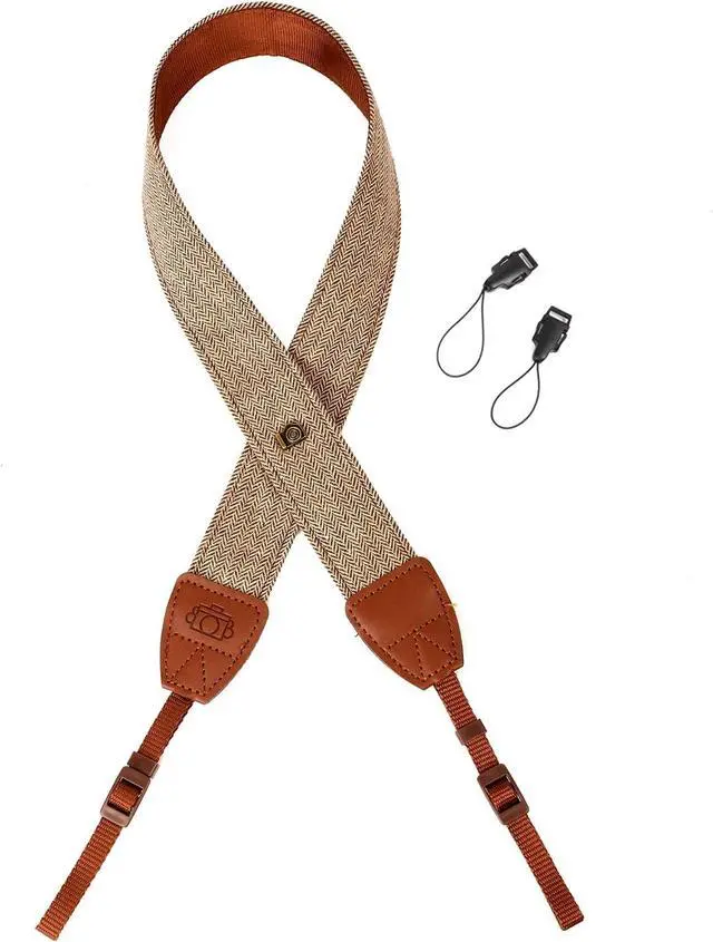 Alt view image 3 of 7 - Camera Strap Canvas Brown Shoulder Strap with Quick Release Buckles | Adjustable Vintage Neck Shoulder Carrying Strap for DSLR SLR Most Digital Cameras