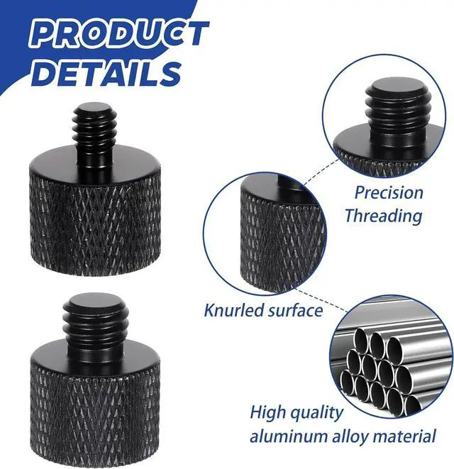Alt view image 2 of 7 - Xthrotsenk 2pcs 1/4 to 3/8 & 3/8 to 1/4 Camera Tripod Adapter Tripod Screw Adapter 1/4 Male to 3/8 Female and 3/8 Male to 1/4 Female Adapters Set for Camera Monitor Tripods Microphone Mic Stand Mount