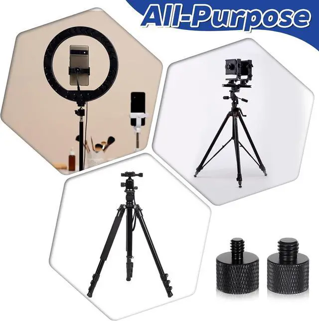 Alt view image 3 of 7 - Xthrotsenk 2pcs 1/4 to 3/8 & 3/8 to 1/4 Camera Tripod Adapter Tripod Screw Adapter 1/4 Male to 3/8 Female and 3/8 Male to 1/4 Female Adapters Set for Camera Monitor Tripods Microphone Mic Stand Mount