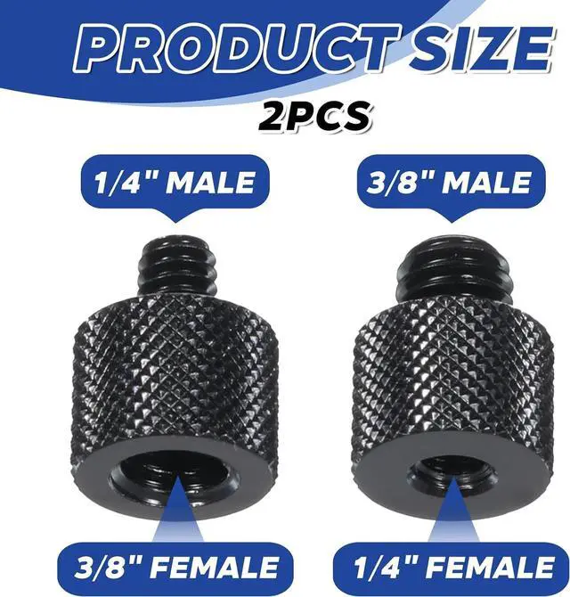Alt view image 4 of 7 - Xthrotsenk 2pcs 1/4 to 3/8 & 3/8 to 1/4 Camera Tripod Adapter Tripod Screw Adapter 1/4 Male to 3/8 Female and 3/8 Male to 1/4 Female Adapters Set for Camera Monitor Tripods Microphone Mic Stand Mount