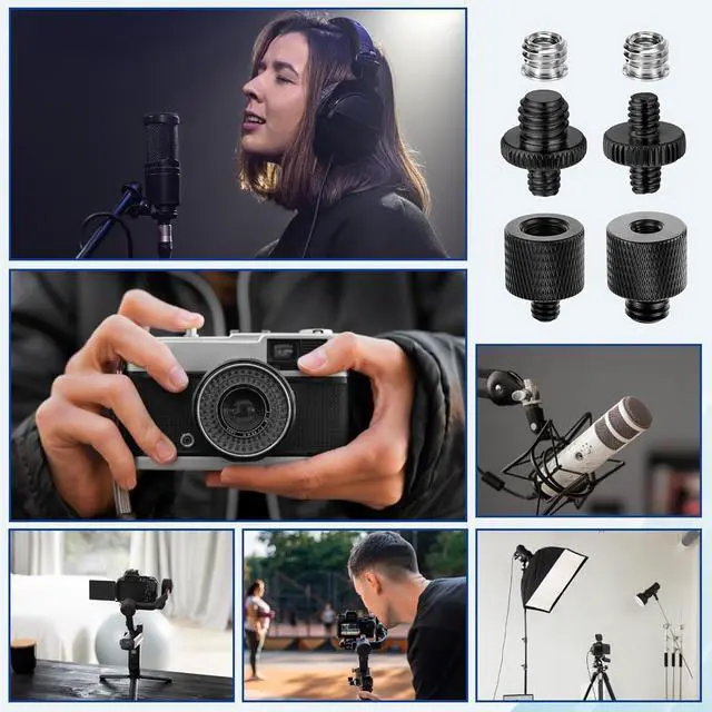 Alt view image 7 of 7 - Xthrotsenk Tripod Screw Adapter 6 Pcs Aluminum Threaded Converter 1/4 Male to 3/8 Female and 3/8 Male to 1/4 Female for Tripod Camera Monitor Mic Stand Light Stand (Black)