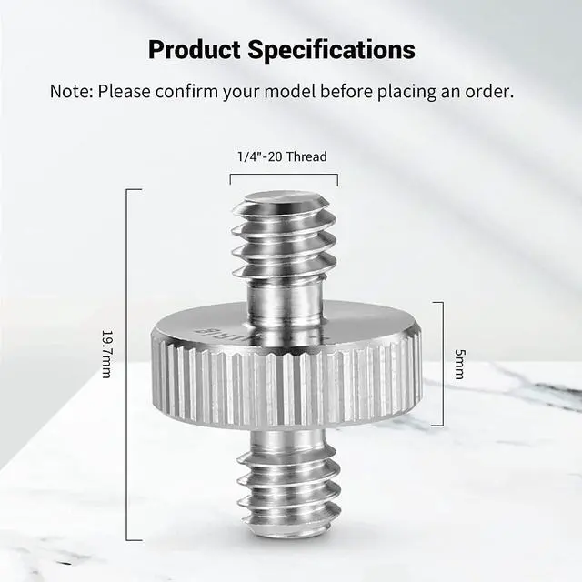 Alt view image 3 of 7 - SmallRig 1/4" to 1/4" Double Head Screw Adapter 2-Pack - 828 | Double-Head Stud for Camera Cage/Monitor/LED/Microphone, 1/4" Male to 1/4" Male Threaded, 2-Pack for Versatile Mounting