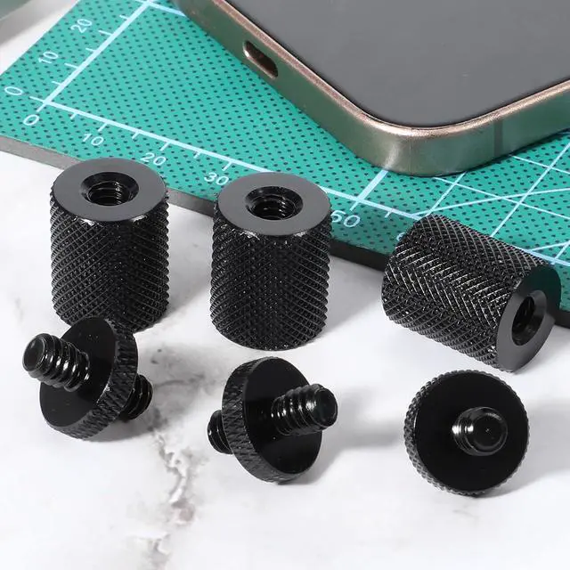 Alt view image 3 of 7 - 6 Pack 1/4" to 1/4" Threaded Tripod Screw Adapter, Double Sided Standard Mounting Thread Converter Monopod Shoulder Rig Tripod Screw Adapter Female Adapters Set for Camera Cage Mount Light Stand
