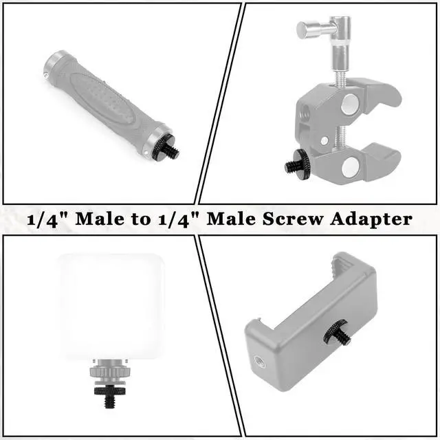 Alt view image 4 of 7 - 6 Pack 1/4" to 1/4" Threaded Tripod Screw Adapter, Double Sided Standard Mounting Thread Converter Monopod Shoulder Rig Tripod Screw Adapter Female Adapters Set for Camera Cage Mount Light Stand
