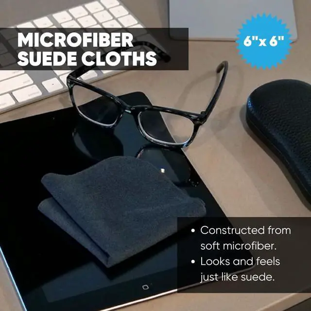 Alt view image 2 of 6 - Premium Lens Glasses Cleaning Cloth by Microfiber Wholesale | Black | 6x6 | 10pk | Soft Microfiber Suede | Travel Size Reusable | No Lint Scratch-Free Durable | Lenses Glasses Phones