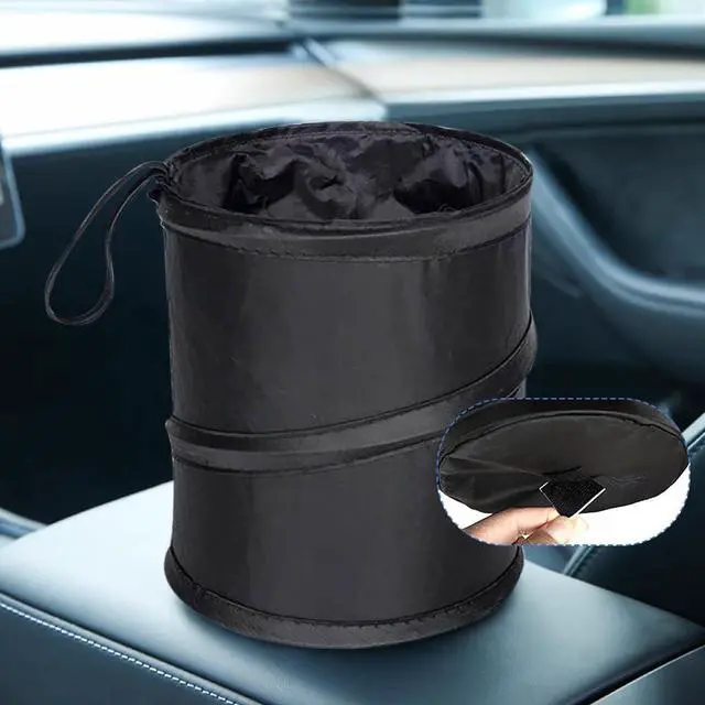 Alt view image 5 of 7 - PUXING 2PCS Car Trash Can - Mini Collapsible Pop-up Car Garbage Can | Waterproof Hanging Car Trash Bag w/Elastic Band,Portable Garbage Bin for Car/Home,Travel