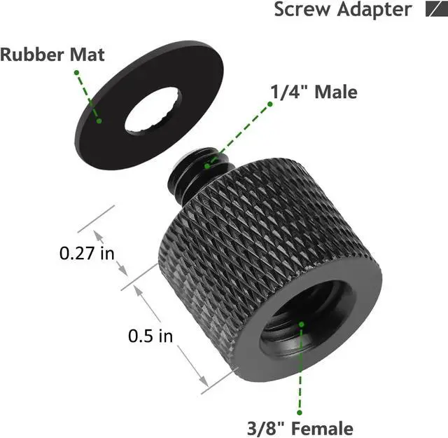 Alt view image 2 of 7 - Camera Screw Adapter 8 Pieces Thread 1/4" Male to 3/8" Female and 3/8" Male to 1/4" Female Adapter with Rubber Pad for Camera Monitor, Tripod, Mount