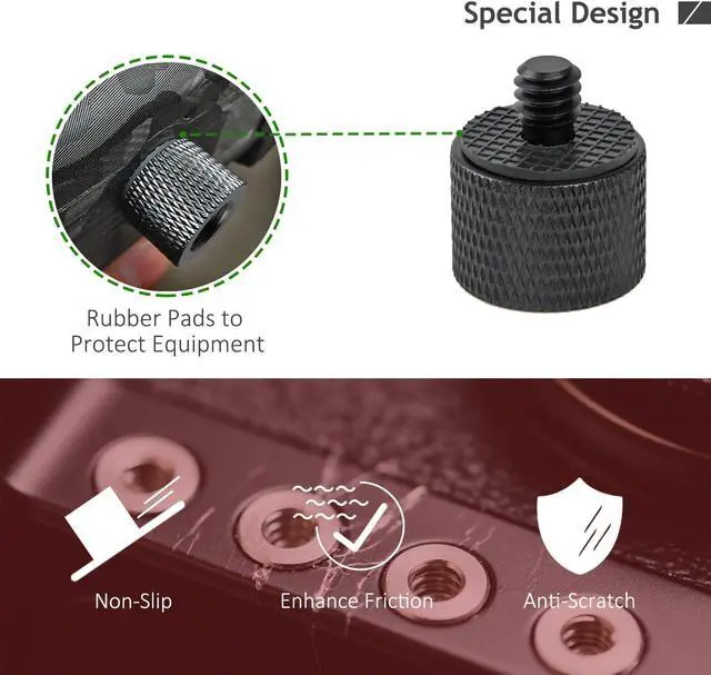 Alt view image 4 of 7 - Camera Screw Adapter 8 Pieces Thread 1/4" Male to 3/8" Female and 3/8" Male to 1/4" Female Adapter with Rubber Pad for Camera Monitor, Tripod, Mount