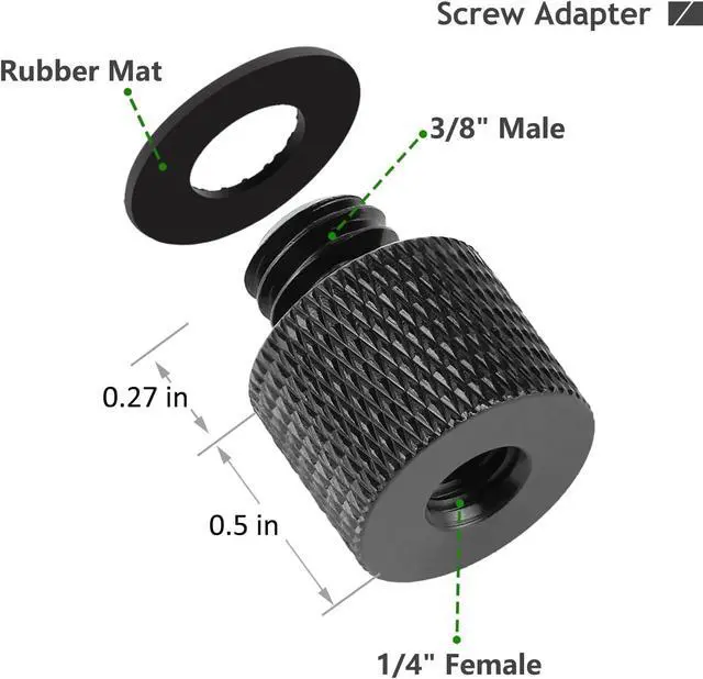 Alt view image 3 of 7 - Camera Screw Adapter 8 Pieces Thread 1/4" Male to 3/8" Female and 3/8" Male to 1/4" Female Adapter with Rubber Pad for Camera Monitor, Tripod, Mount