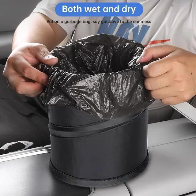Alt view image 6 of 7 - PUXING 2PCS Car Trash Can - Mini Collapsible Pop-up Car Garbage Can | Waterproof Hanging Car Trash Bag w/Elastic Band,Portable Garbage Bin for Car/Home,Travel