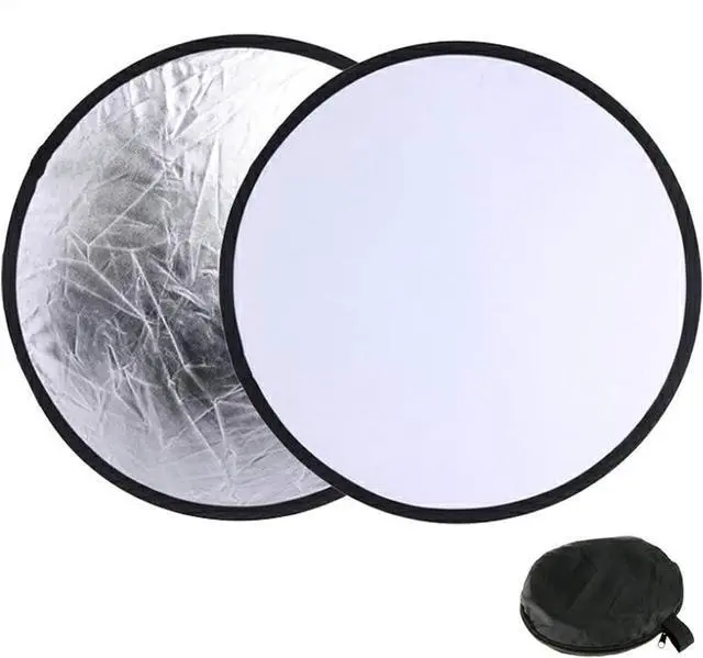 Main image of 2 in 1 Lighting Reflectors Round Folding Portable 30cm/12inch Camera Photo Reflector Diffuser for Photography Reflector Portrait Still Life Fill Light - Silver & White
