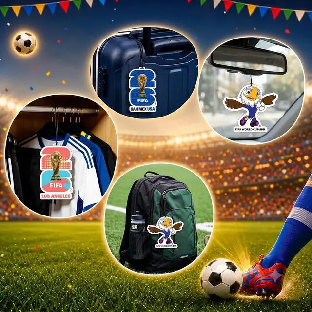 Alt view image 6 of 7 - 3 Pack FIFA World Cup 2026 Car Air Freshener, Los Angeles | 3 Different Long-Lasting Scents, Official FIFA World Cup 2026 Merchandise, FIFA Charms for Car, Closet, Home