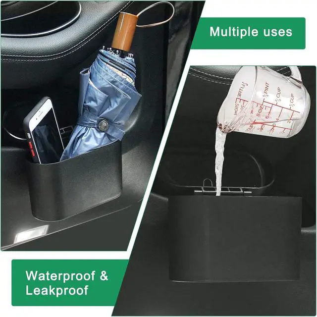 Alt view image 7 of 7 - AHIER Small Car Trash Can with Lid, Plastic Mini Car Garbage Can Portable Hanging Holder with 30pcs Bags for Cars, Office, Home