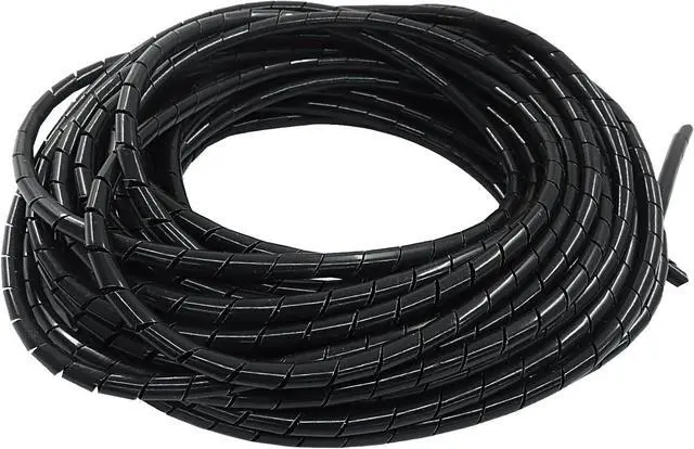 Main image of 1/4" Spiral Cable Wrap, Black, 43 Ft | Power Cord Detangler, Spiral Wire Wrap, Desktop Computer Cable Organizer