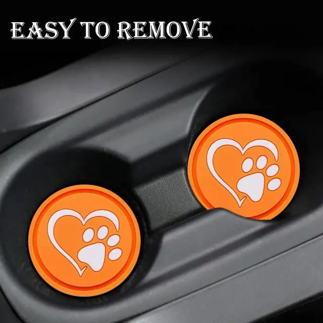 Alt view image 6 of 7 - 2PCS Cup Holder Coaster for Car 2.75 Inch Silicone Anti-Slip Insert, Soft Shockproof Cup Mat, Universal Auto Accessories for Women & Girls (Orange & White)