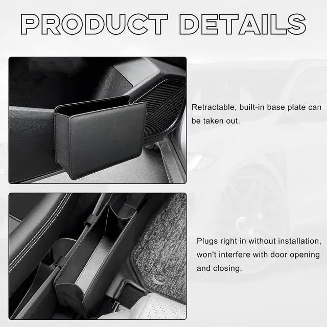 Alt view image 3 of 6 - Yourkar Car Trash Can, Foldable Waterproof Leather Car Garbage Organizer Holder, Automotive Mini Dustbin Container with One Roll Trash Bag, Universal Interior Car Accessories (Beige)